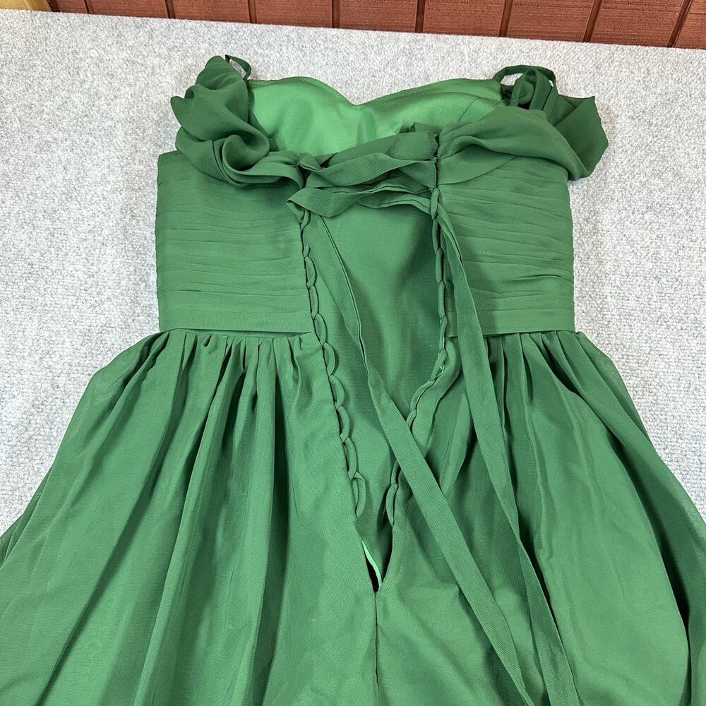 Tearmeily Emerald Green Chiffon Off Shoulder Corset Back Bridesmaids Dress sz 4 - Picture 5 of 10